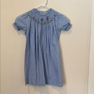 Adorable Blue Gingham Kids Dress with Embroidery